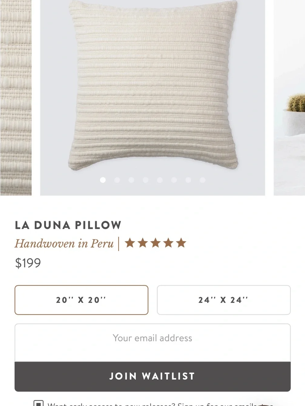 The Citizenry La Duna Cream Ribbed Knit Accent Pillow